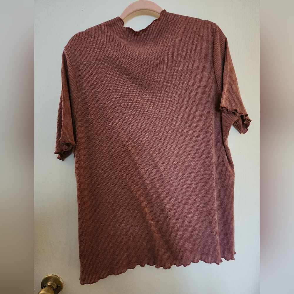 Pink Ruffle Mock Neck Top 2X - Picture 2 of 5